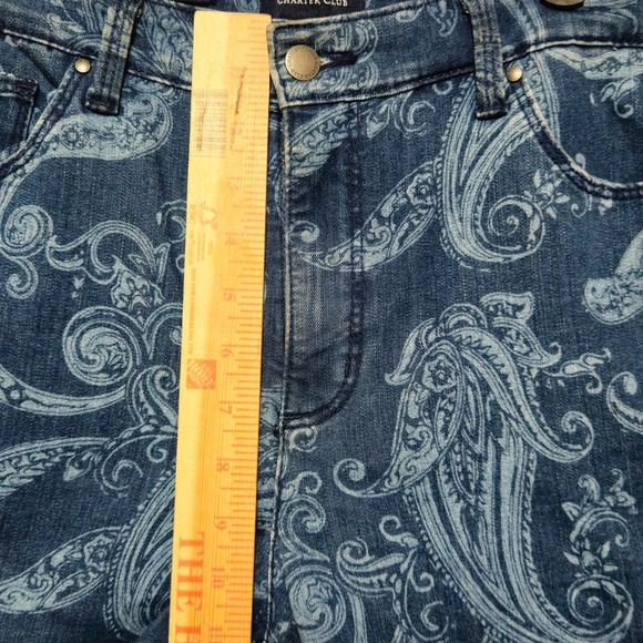 Charter Club Lexington Straight Paisley Print Denim Jeans Womens Size 14 - Picture 6 of 9